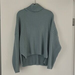 Abercrombie & Fitch Cropped Ribbed TurtleNeck Sweater - powder blue